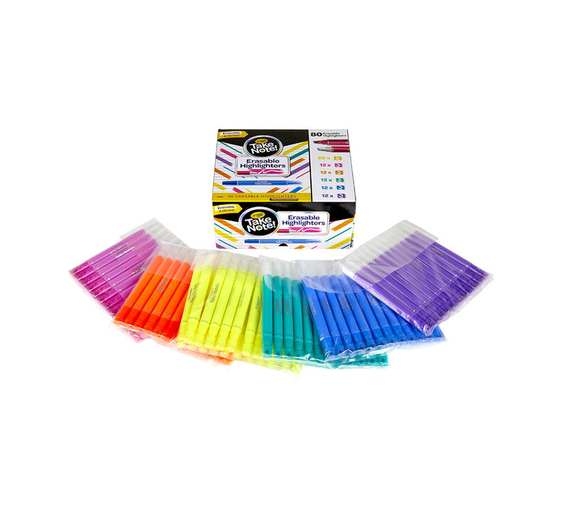 Take Note Erasable Highlighters Classpack, Bulk 80 Count
